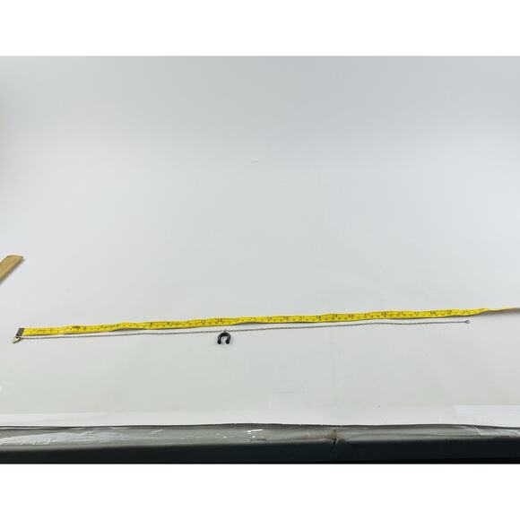 J. Crew Designer Gold Tone Horseshoe Black Pendant Necklace 27” Hoof Brass Tone - Picture 15 of 16